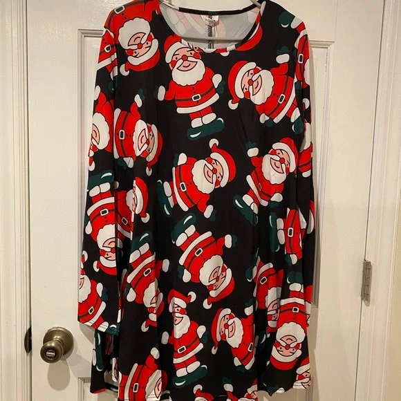 Meaneor Santa Claus Holiday Long Sleeve Christmas Dress in Black/Red - NWT - Picture 11 of 11
